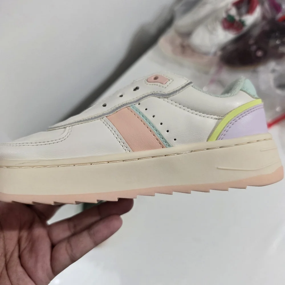 Little Girls Zara Multicolored Pastel Laced Sneakers Shoes Size 13